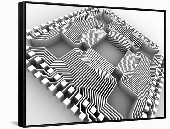 Microprocessor Chip, Computer Artwork-PASIEKA-Framed Stretched Canvas