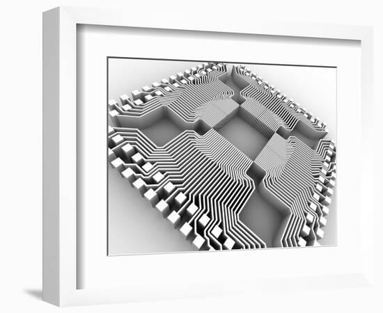 Microprocessor Chip, Computer Artwork-PASIEKA-Framed Photographic Print