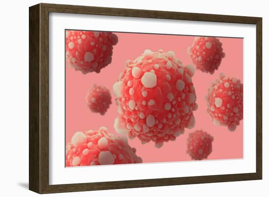 Microscipic View of Pancreatic Cancer Cells-null-Framed Art Print