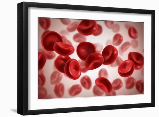 Microscopic View of Blood Cells-null-Framed Art Print