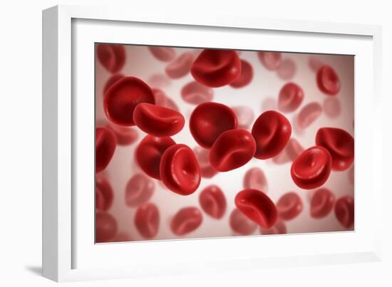 Microscopic View of Blood Cells-null-Framed Art Print