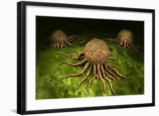 Microscopic View of Cancer Virus-null-Framed Art Print