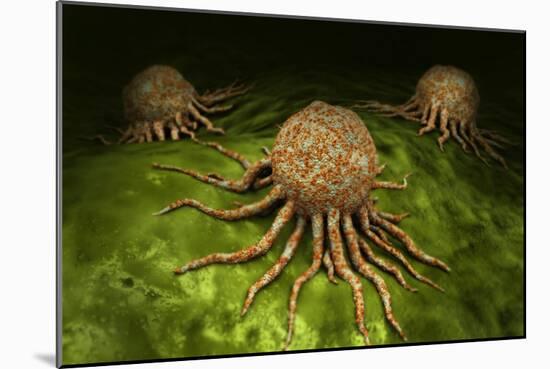 Microscopic View of Cancer Virus-null-Mounted Art Print