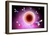 Microscopic View of Cell and Antibody-null-Framed Art Print