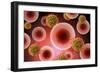 Microscopic View of Cell and Virus-null-Framed Art Print