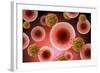 Microscopic View of Cell and Virus-null-Framed Art Print