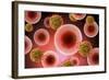 Microscopic View of Cell and Virus-null-Framed Art Print