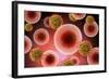 Microscopic View of Cell and Virus-null-Framed Art Print