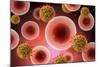 Microscopic View of Cell and Virus-null-Mounted Art Print