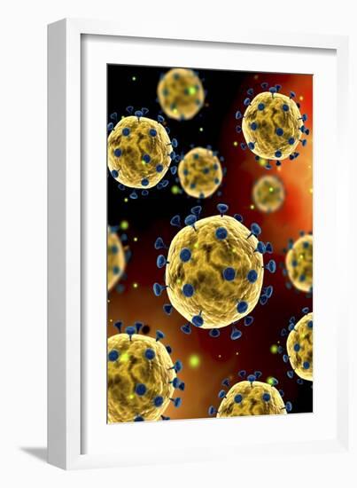 Microscopic View of Coronavirus-null-Framed Art Print