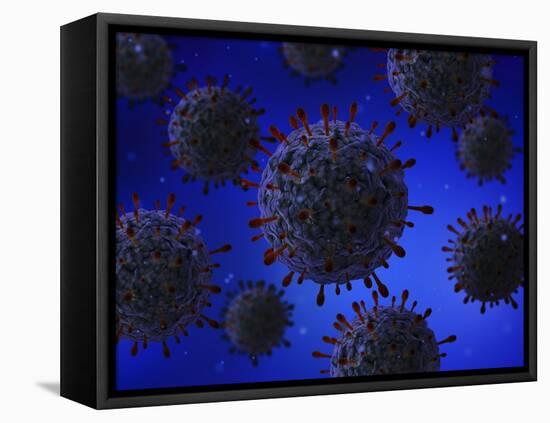 Microscopic View of Herpes Virus-null-Framed Stretched Canvas