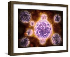 Microscopic View of Poliovirus-null-Framed Art Print