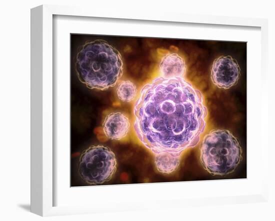 Microscopic View of Poliovirus-null-Framed Art Print