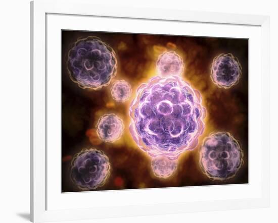 Microscopic View of Poliovirus-null-Framed Art Print