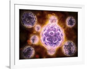 Microscopic View of Poliovirus-null-Framed Art Print