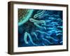 Microscopic View of Sperm Swimming Towards Egg-null-Framed Art Print