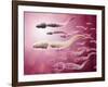 Microscopic View of Sperm Traveling Towards Egg-null-Framed Art Print