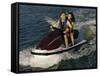 Mid Adult Couple Riding a Jet Ski-null-Framed Stretched Canvas