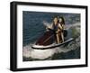 Mid Adult Couple Riding a Jet Ski-null-Framed Premium Photographic Print