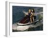 Mid Adult Couple Riding a Jet Ski-null-Framed Premium Photographic Print