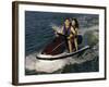 Mid Adult Couple Riding a Jet Ski-null-Framed Photographic Print