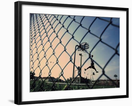 Mid Adult Man Playing Basketball-null-Framed Photographic Print