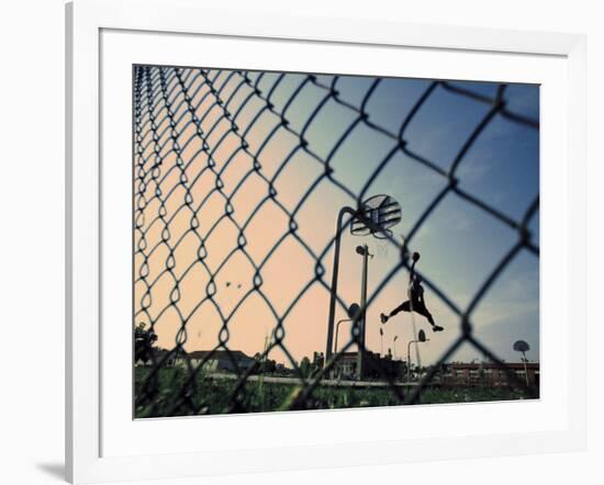 Mid Adult Man Playing Basketball-null-Framed Photographic Print