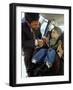 Mid Adult Man Strapping His Son into a Car-null-Framed Photographic Print