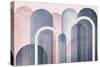 Mid Century Arches Blush Navy-Urban Epiphany-Stretched Canvas