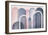 Mid Century Arches Blush Navy-Urban Epiphany-Framed Art Print