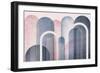 Mid Century Arches Blush Navy-Urban Epiphany-Framed Art Print