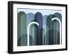 Mid Century Arches Navy Emerald-Urban Epiphany-Framed Art Print