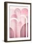 Mid Century Arches Pink Burgundy 1-Urban Epiphany-Framed Art Print