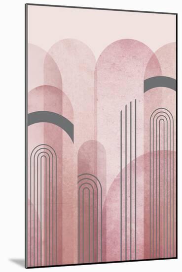 Mid Century Arches Pink Gray 1-Urban Epiphany-Mounted Art Print