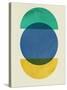 Mid Century Blue Circle and Half Moons-Eline Isaksen-Stretched Canvas