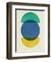 Mid Century Blue Circle and Half Moons-Eline Isaksen-Framed Art Print