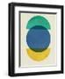 Mid Century Blue Circle and Half Moons-Eline Isaksen-Framed Art Print