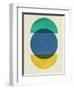 Mid Century Blue Circle and Half Moons-Eline Isaksen-Framed Art Print