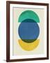 Mid Century Blue Circle and Half Moons-Eline Isaksen-Framed Art Print