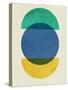 Mid Century Blue Circle and Half Moons-Eline Isaksen-Stretched Canvas