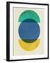 Mid Century Blue Circle and Half Moons-Eline Isaksen-Framed Art Print