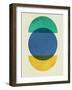 Mid Century Blue Circle and Half Moons-Eline Isaksen-Framed Art Print