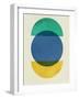 Mid Century Blue Circle and Half Moons-Eline Isaksen-Framed Art Print