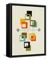 Mid Century Floating Square Shapes-Eline Isaksen-Framed Stretched Canvas