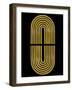 Mid Century Gold Shape on Black-Eline Isaksen-Framed Art Print