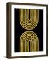 Mid Century Gold Shapes on Black I-Eline Isaksen-Framed Art Print