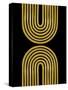 Mid Century Gold Shapes on Black I-Eline Isaksen-Stretched Canvas