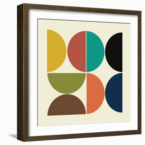 Mid Century Half Circles Collage-Eline Isaksen-Framed Art Print