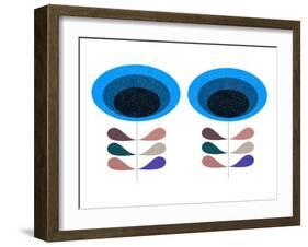 Mid Century Modern Blue Flower II-Anita Nilsson-Framed Art Print