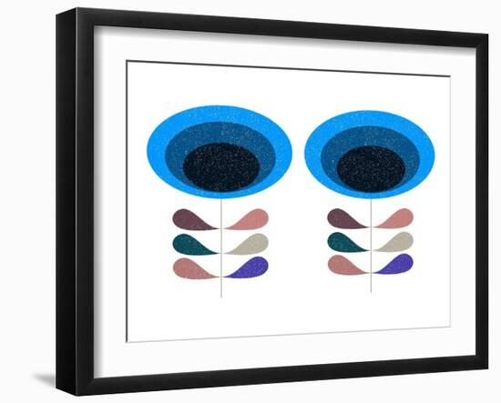 Mid Century Modern Blue Flower II-Anita Nilsson-Framed Art Print